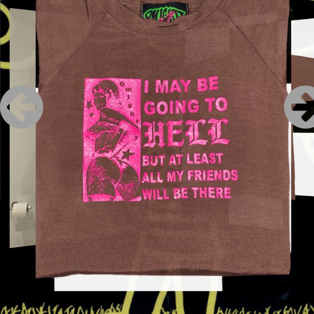 Omighty Hellbound Glitter Crop Top Brown and Pink